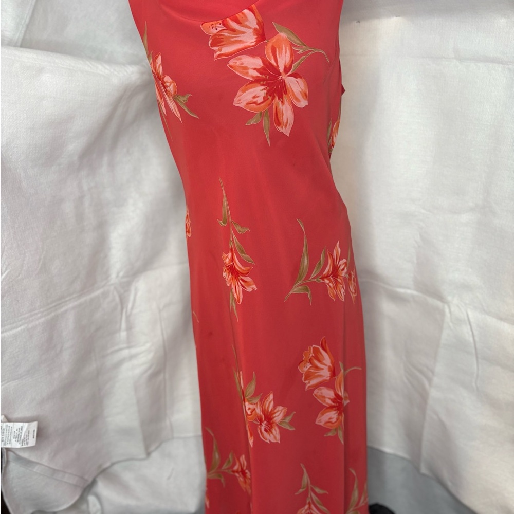 Studio I Red Floral Sleeveless Midi Dress Size 14